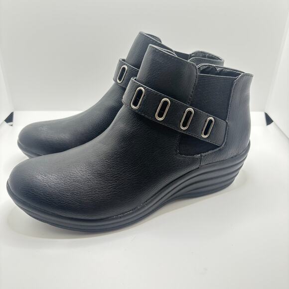 Kohls Boots Women’s Sz 8 Booties Shoes Black Leather Ankle Zipper Side-Top Strap - Picture 3 of 9